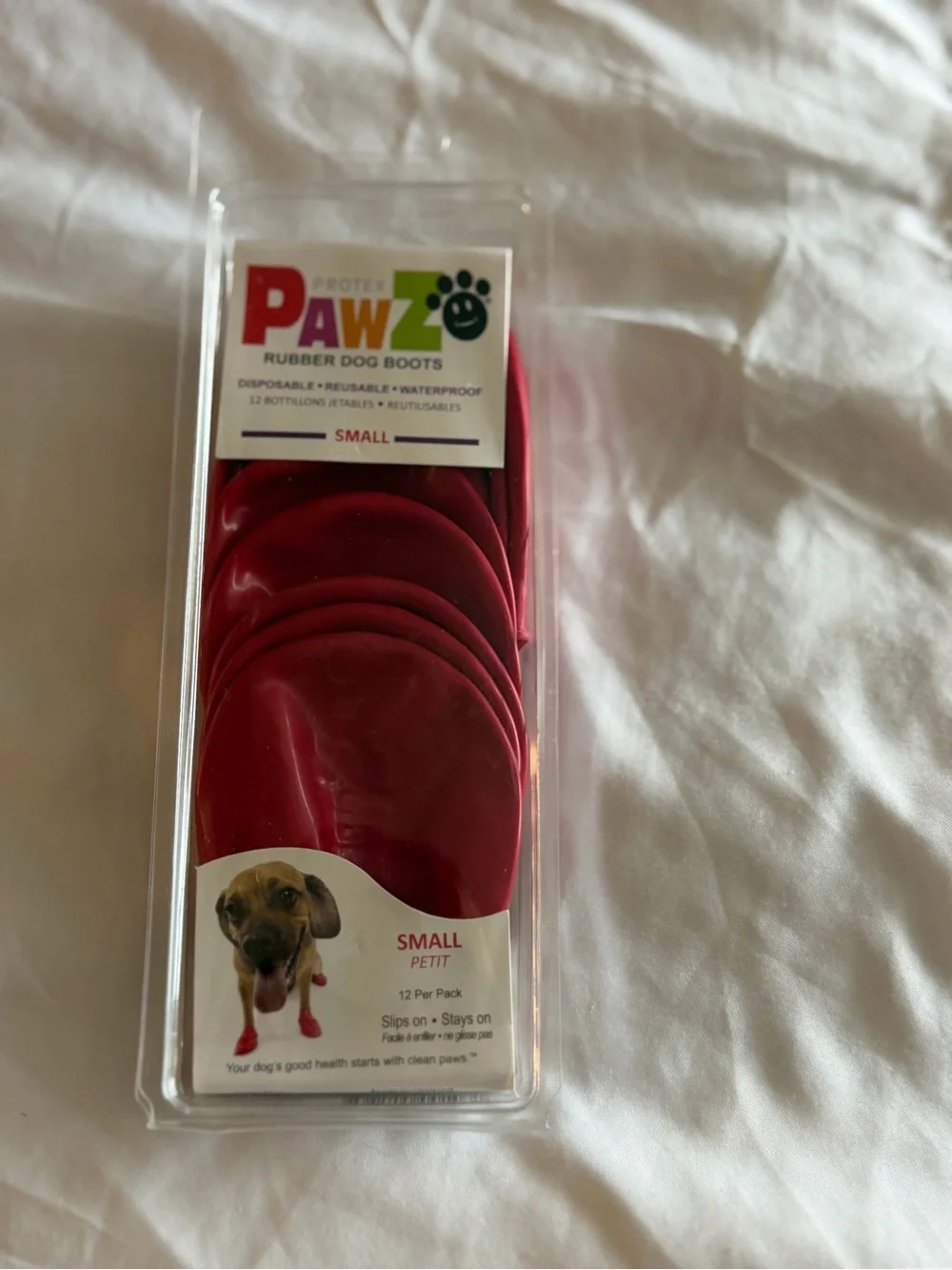PAWZ Small Red Rubber Dog Boots - Pack of 12
